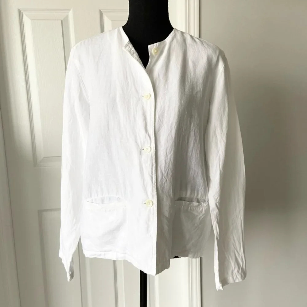 Liz Claiborne Liz Sport Linen Button Down  Jacket